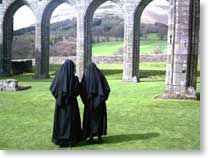 Monastic pligrims at Llanthony